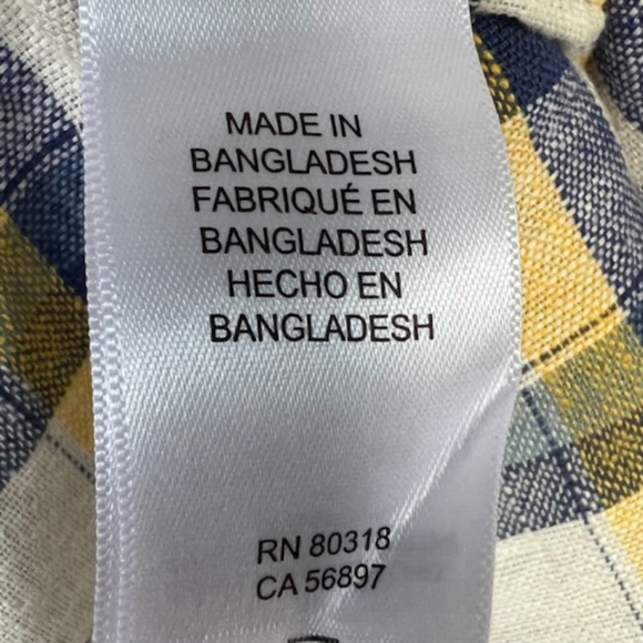 LUCKY BRAND LINEN SHORT SLEEVE PLAID SHIRT NWT SIZE LARGE - Picture 3 of 12